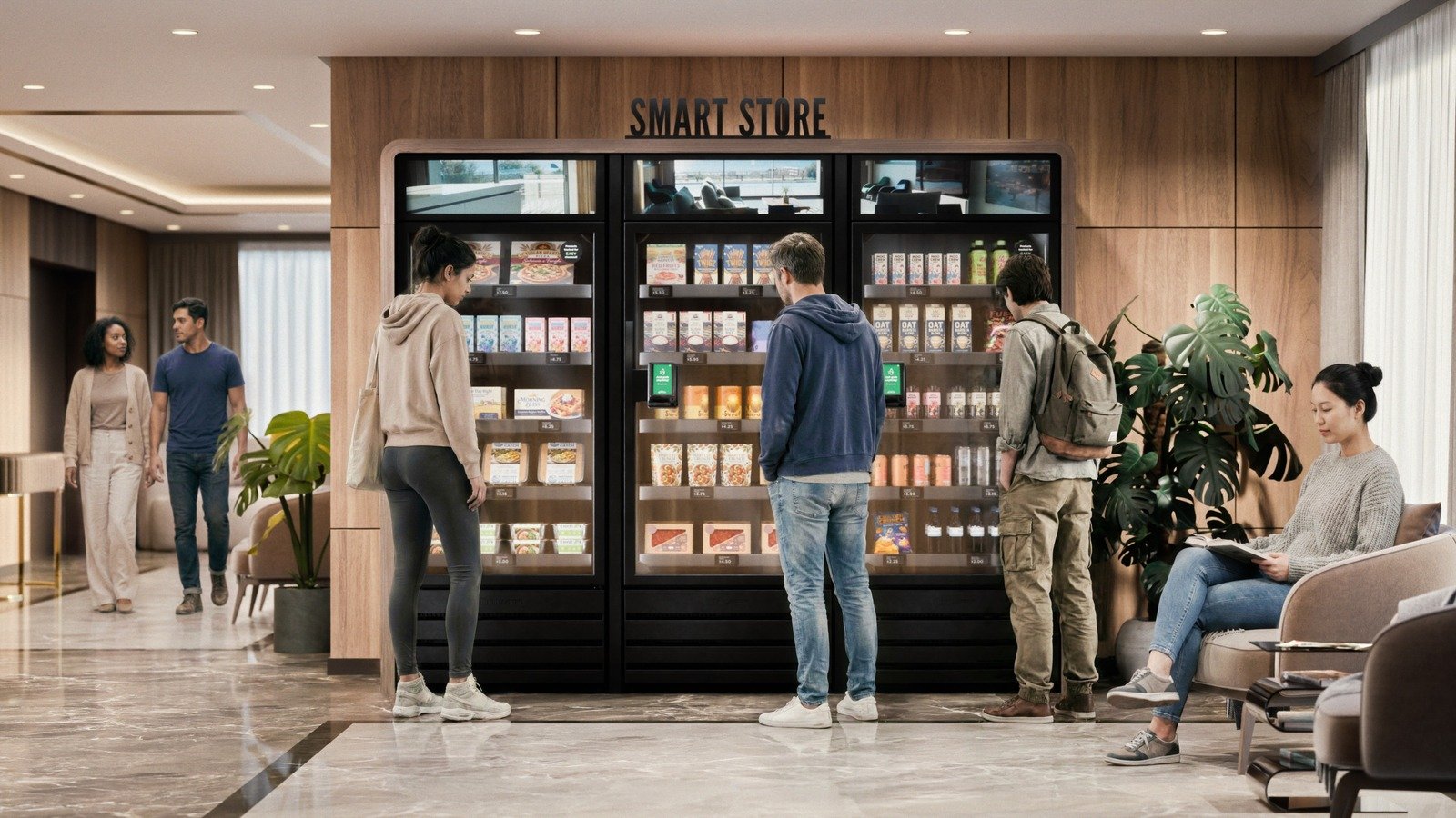 Smart store placed in a luxury apartment lobby
