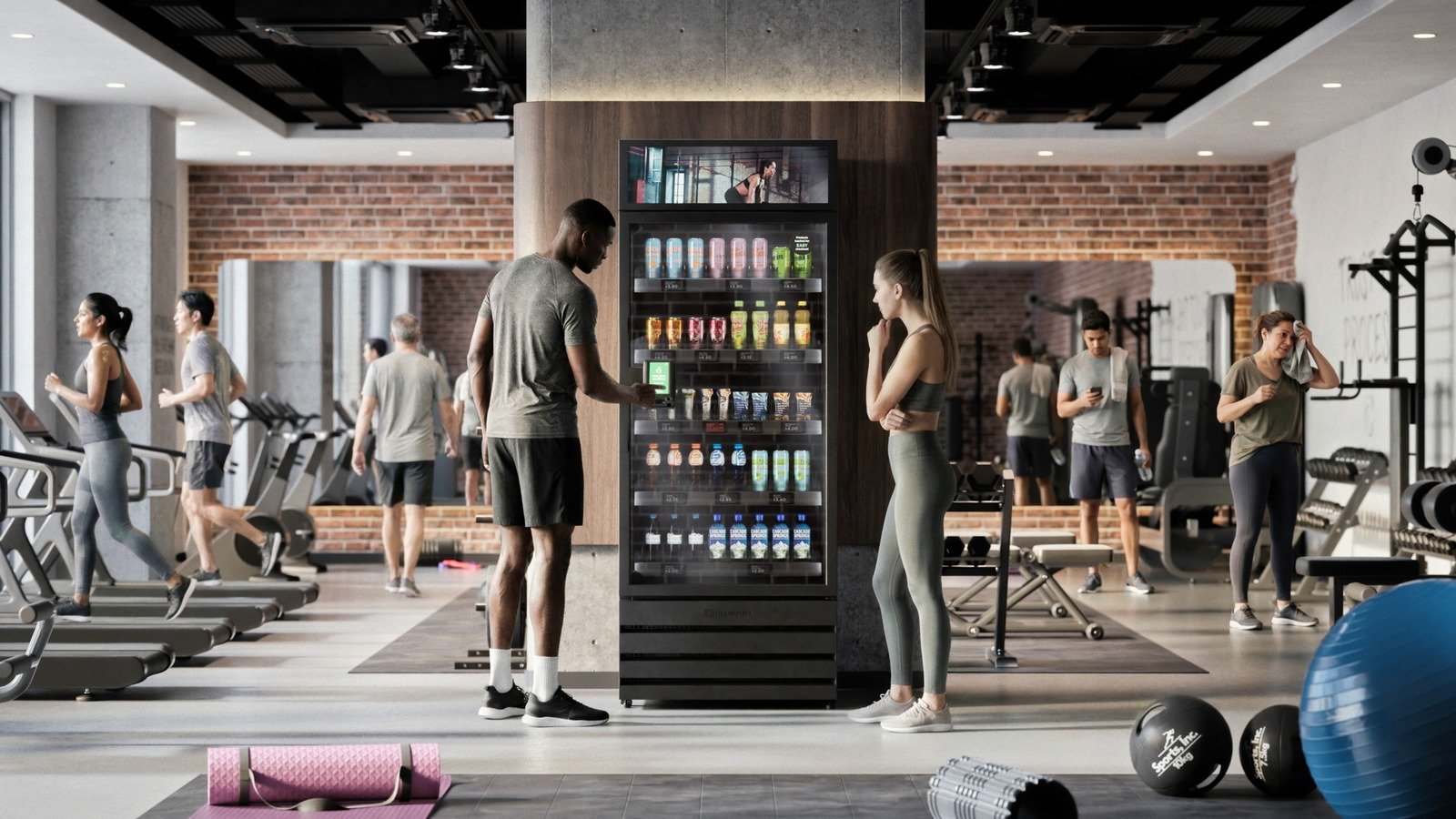 Smart store placed in a gym amenity area