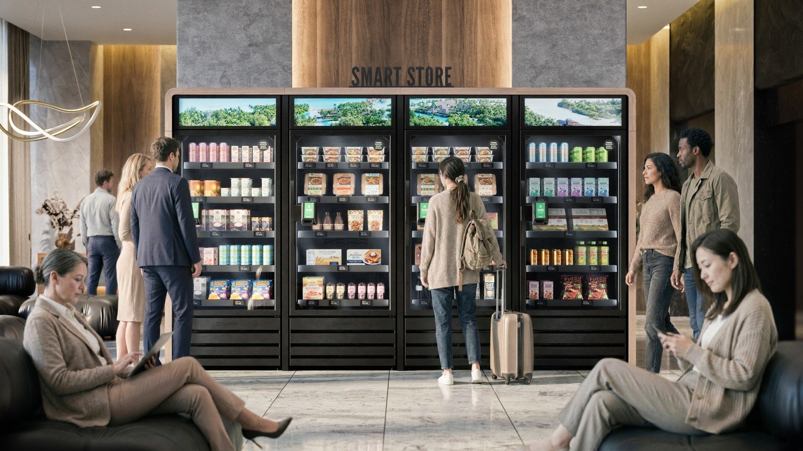 Smart store placed in a hotel lobby
